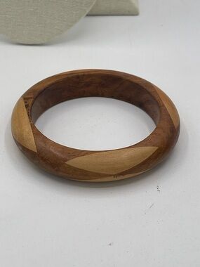 4.21.26-16 Inlaid Two-Tone Wood Bangle Bracelet